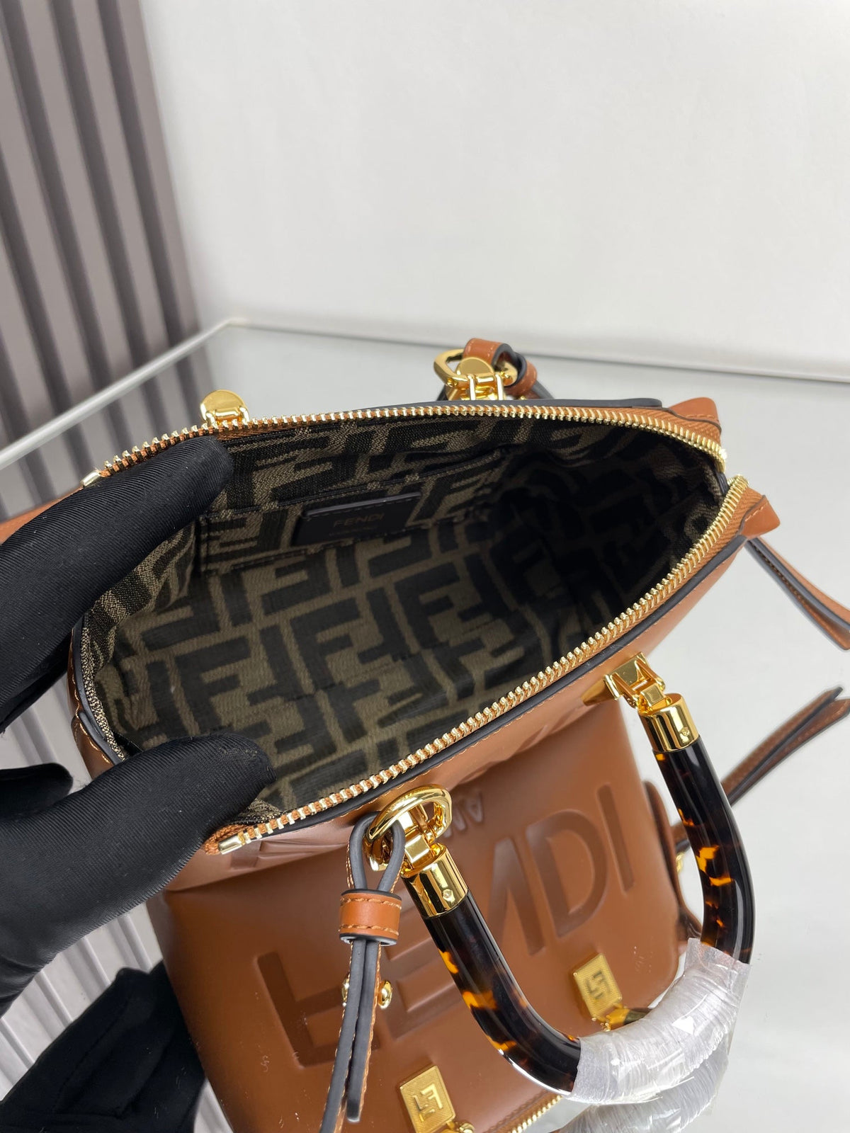 Fendi By the Way Mini 18 in Burnt Orange Embossed Calfskin Gold Hardware Bag