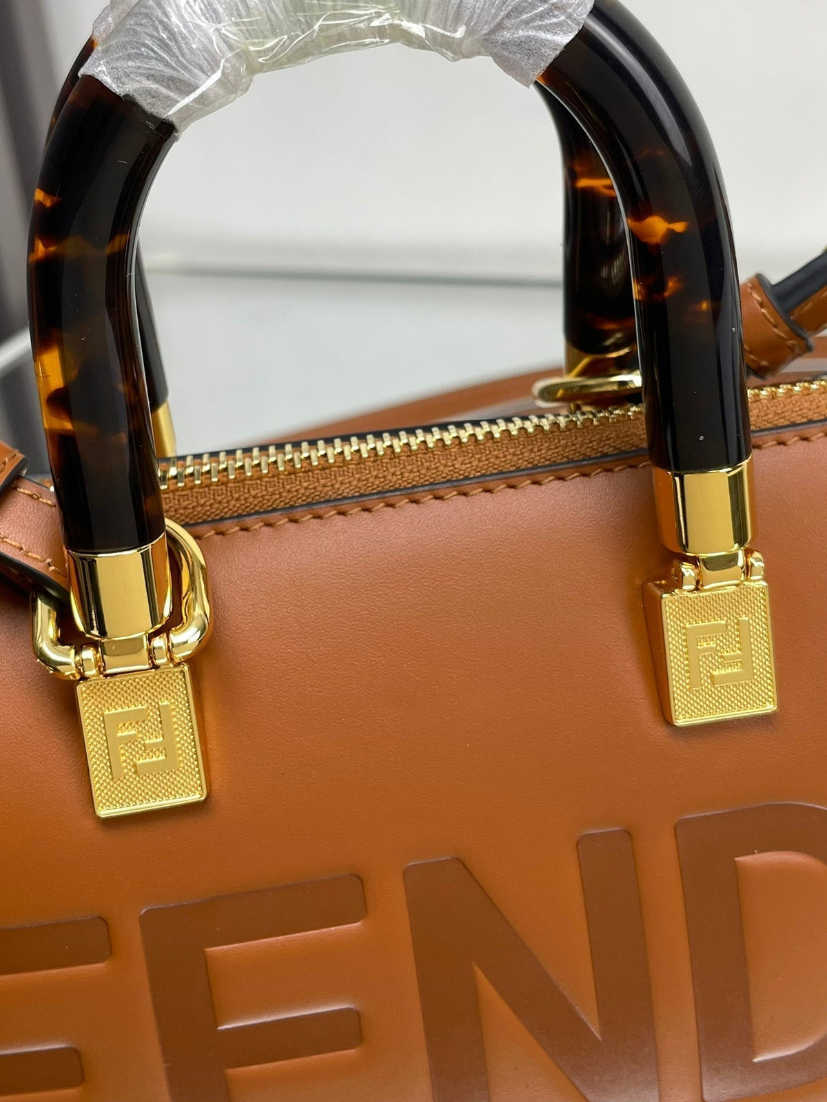 Fendi By the Way Mini 18 in Burnt Orange Embossed Calfskin Gold Hardware Bag