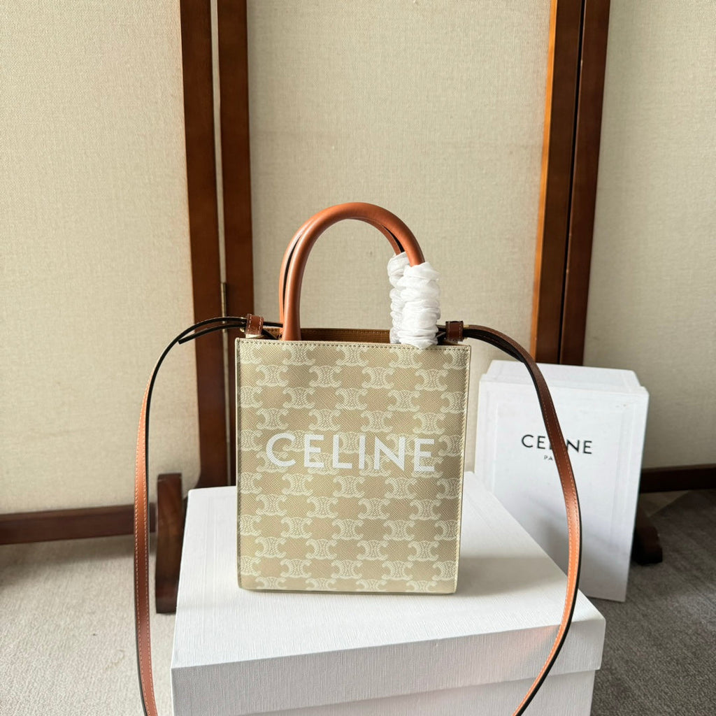Celine Cp Bag Mini 21 Vertical Cabas Beige in Triomphe Canvas