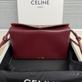 Celine 25S Trio Flap 22mm in Dark Red Smooth Lambskin Gold Hardware Bag