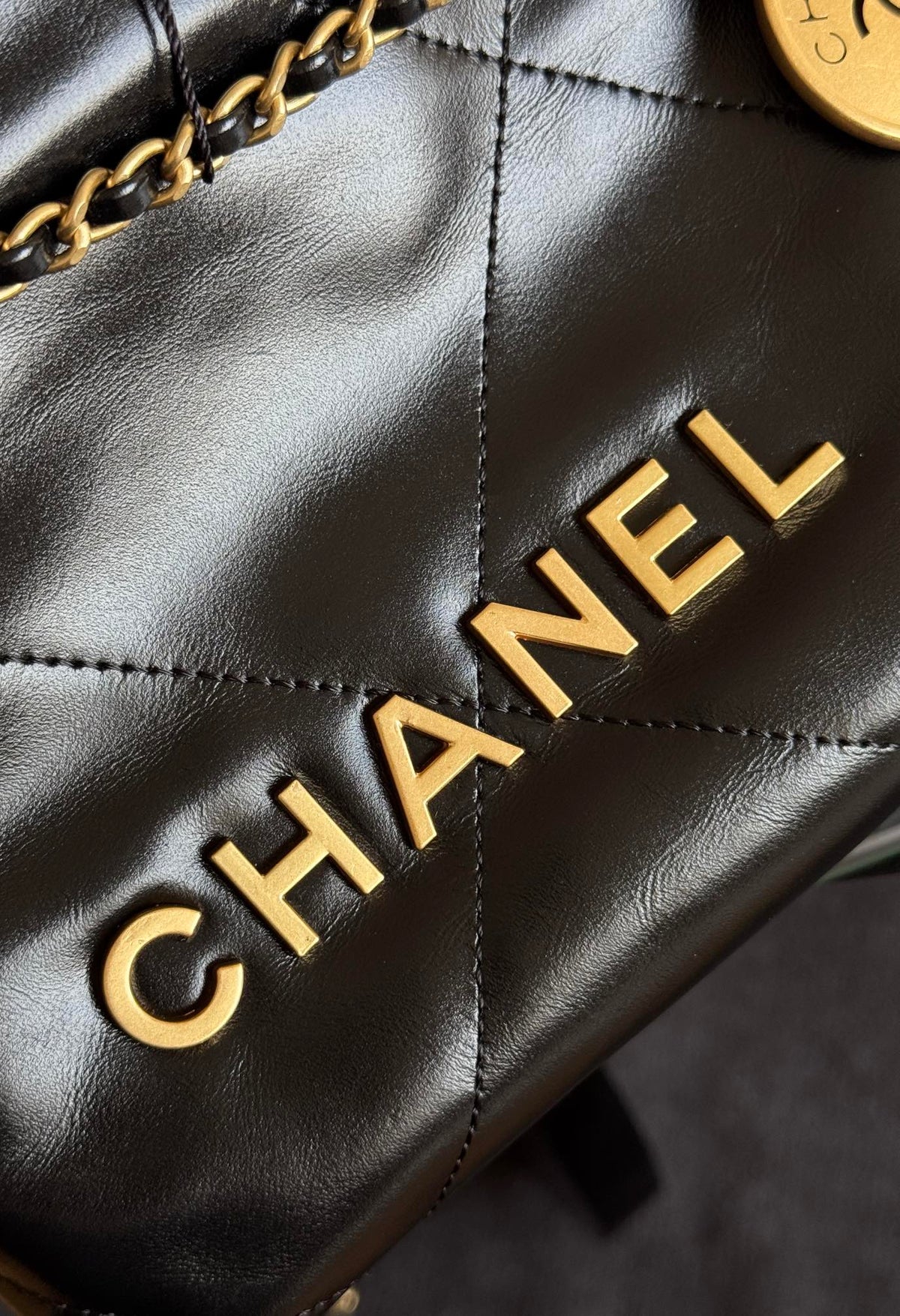 Chanel Mini Hobo Handbag 20 in Black Calfskin Gold-Tone Hardware