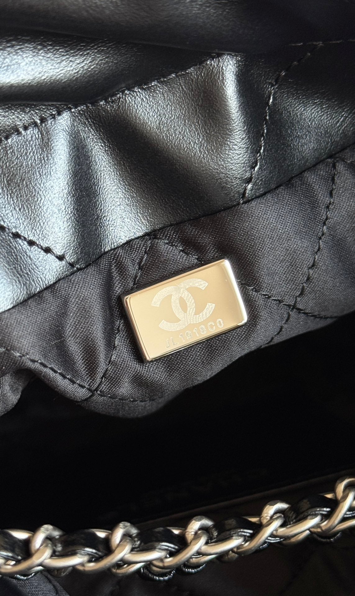 Chanel Mini Hobo Handbag 20 in Black Calfskin Silver-Tone Hardware