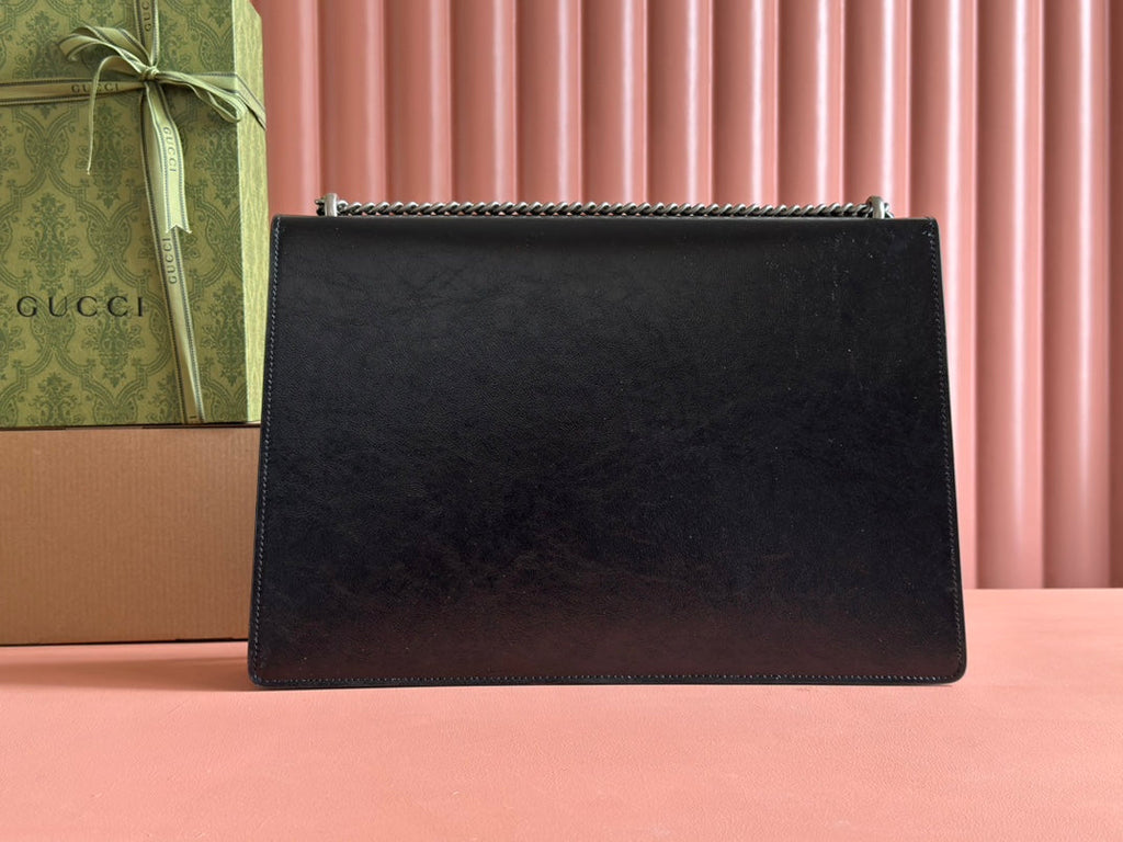 Gucci Dionysus Lagre Shoulder Bag 42 in Black Glossy Lambskin