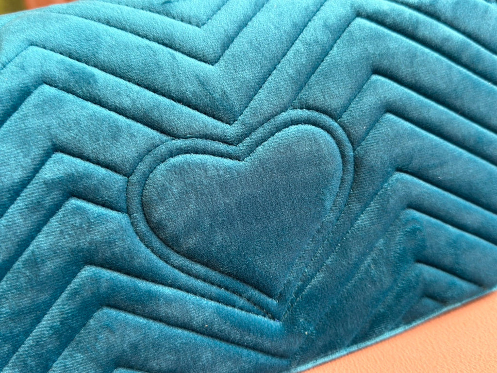 Gucci 25S Marmont 26 cm in Deep Teal Blue Velvet with Gold Hardware Bag