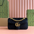 Gucci 26S Marmont Matelasse 26 in Black Velvet Bag