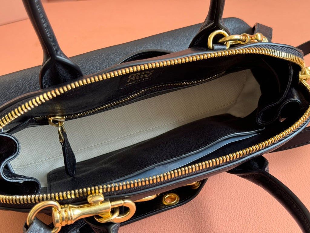 Aventure Nappa Bag 28 in Black Lambskin Gold Hardware