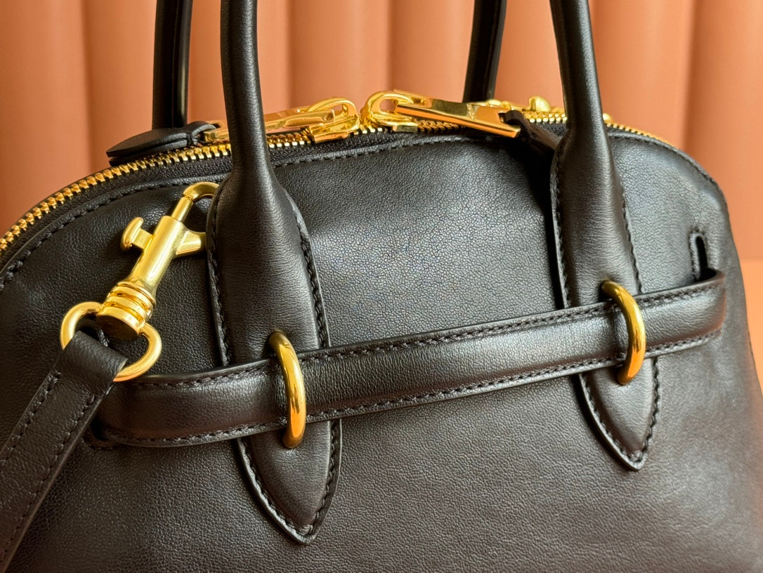 Aventure Nappa Bag 28 in Black Lambskin Gold Hardware