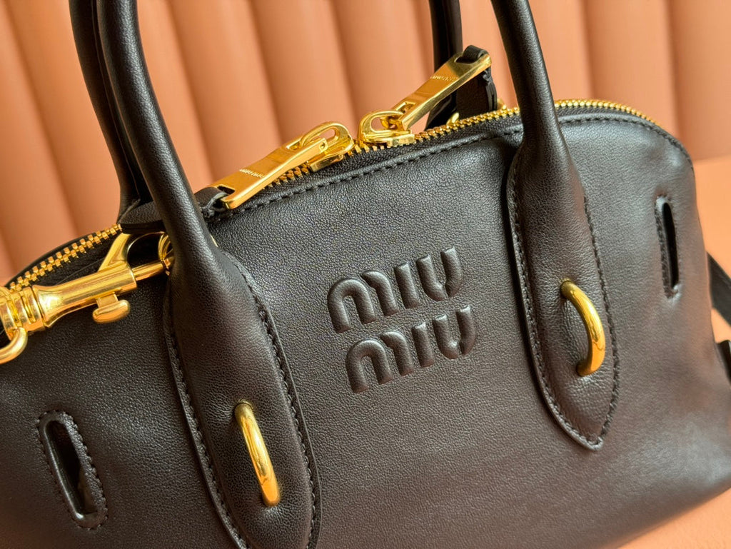 Aventure Nappa Bag 28 in Black Lambskin Gold Hardware