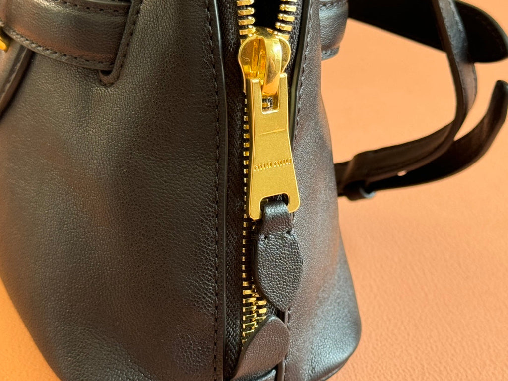 Aventure Nappa Bag 28 in Black Lambskin Gold Hardware