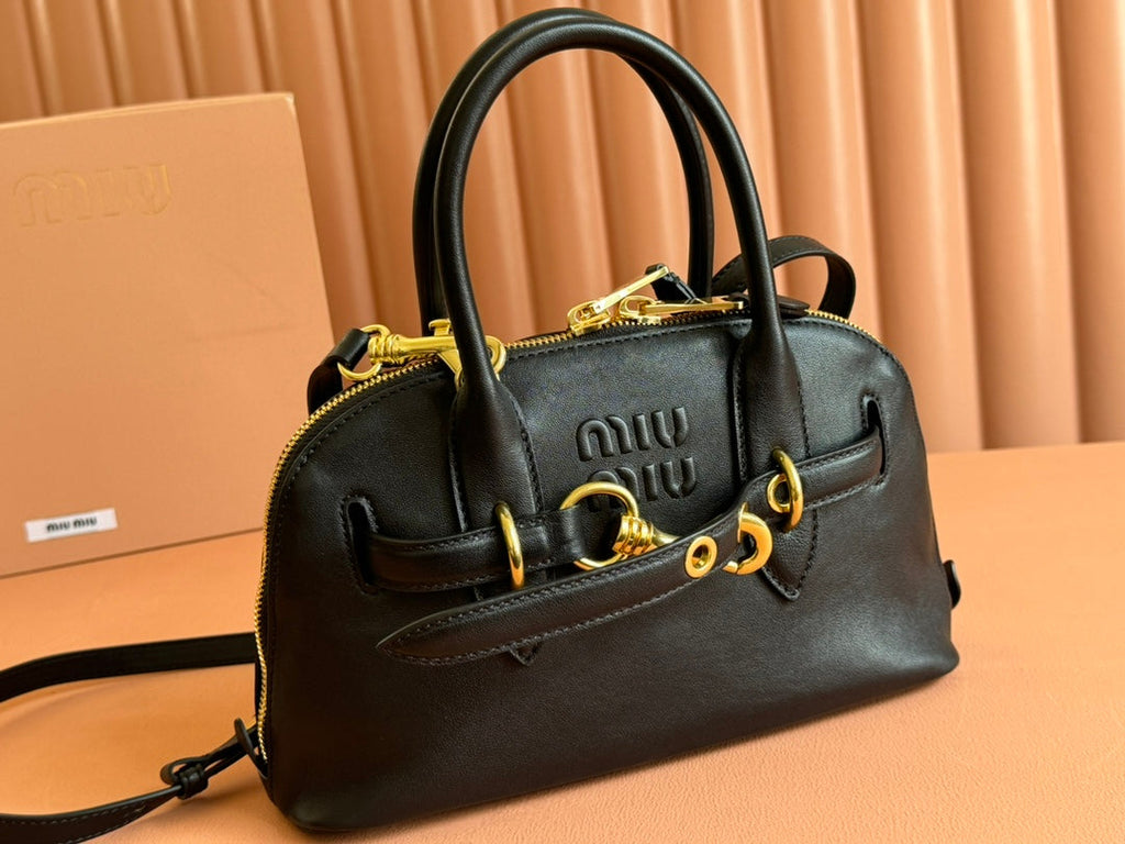 Aventure Nappa Bag 28 in Black Lambskin Gold Hardware