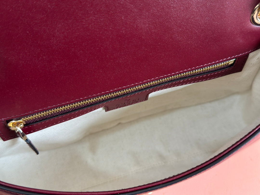 Gucci 26S Blondie Shoulder Bag 26 in Dark Red Calfskin