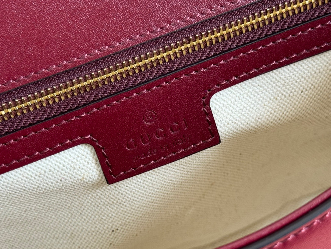Gucci 26S Blondie Shoulder Bag 26 in Dark Red Calfskin