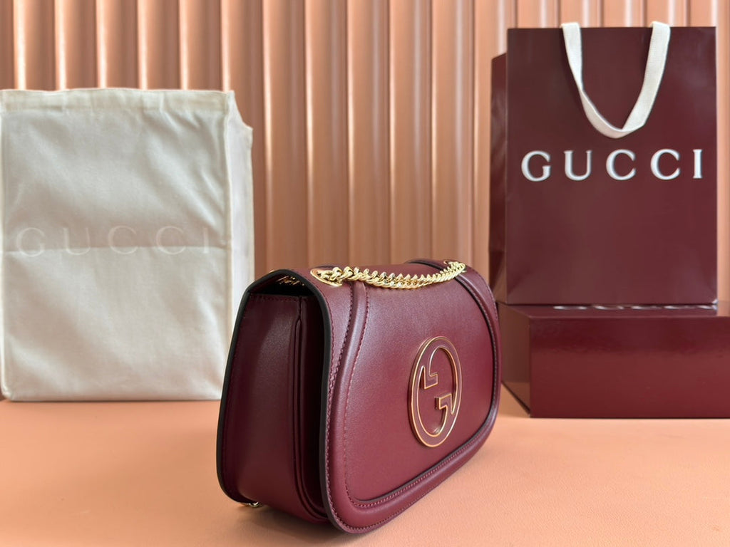 Gucci 26S Blondie Shoulder Bag 26 in Dark Red Calfskin