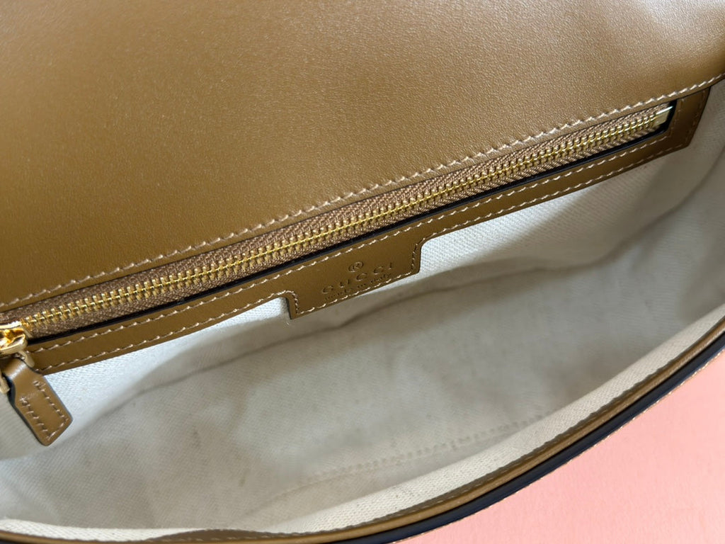 Gucci 26S Blondie Shoulder Bag 26 in Brown Calfskin and Suede