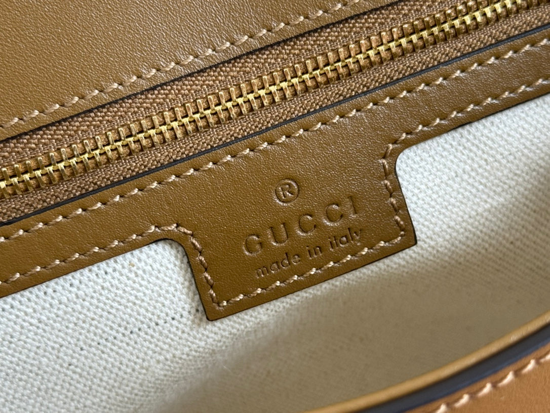 Gucci 26S Blondie Shoulder Bag 26 in Brown Calfskin and Suede