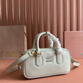 Arcadie Bag 22 in White Calfskin Embossed Logo