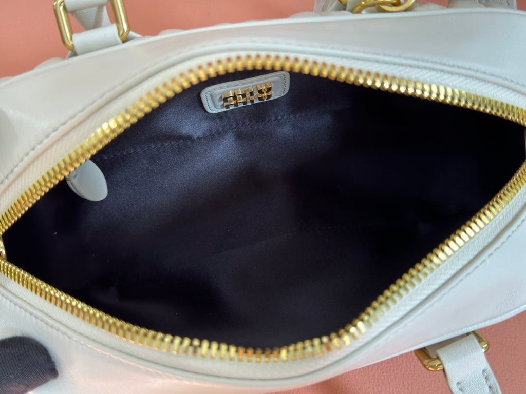 Bowling Bag 22 in White Lambskin