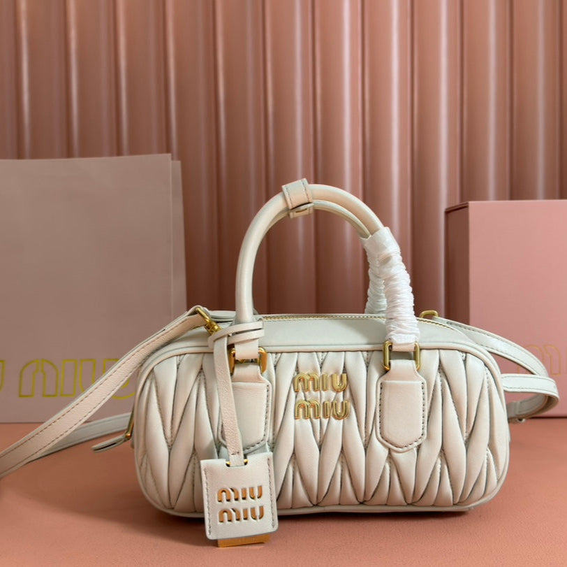 Bowling Bag 22 in White Lambskin