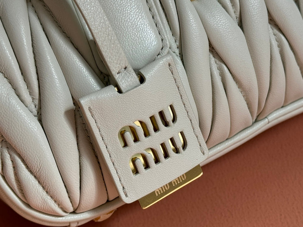 Bowling Bag 22 in White Lambskin
