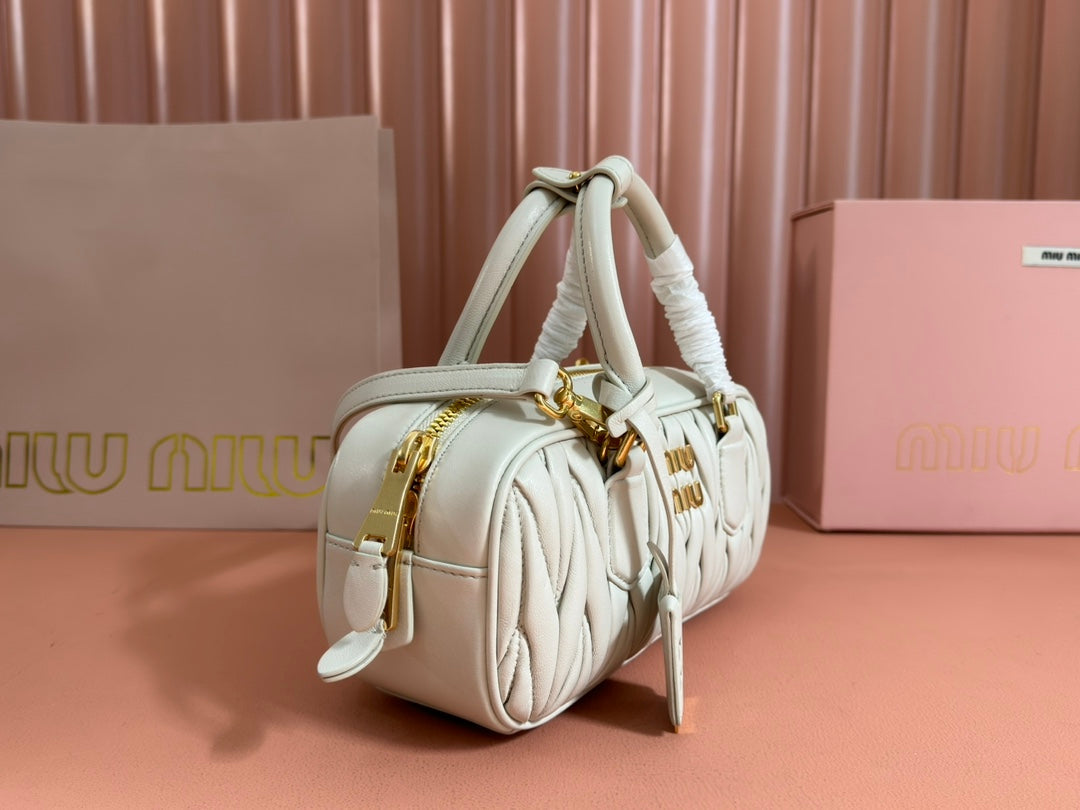 Bowling Bag 22 in White Lambskin