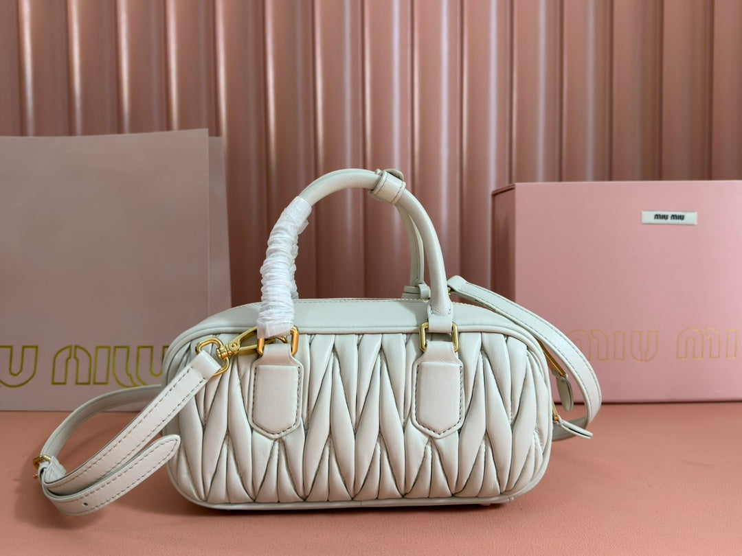 Bowling Bag 22 in White Lambskin