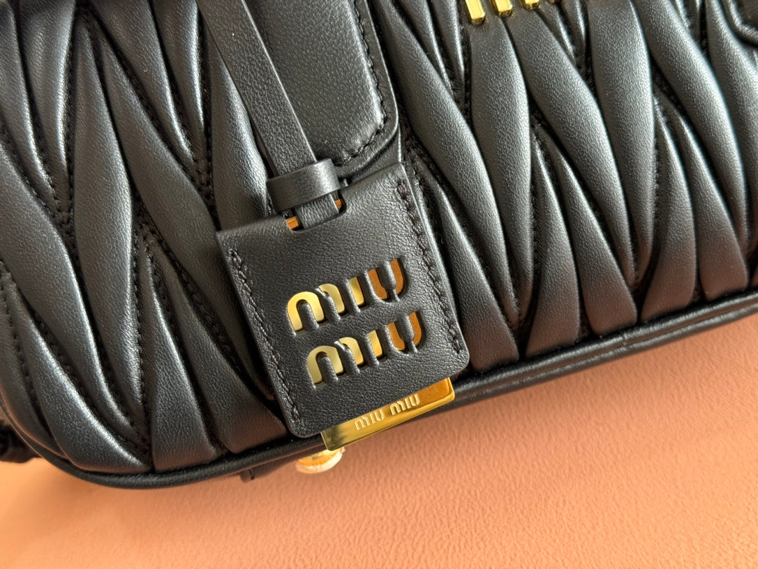 Arcadie Matelassé Bag 27 in Black Calfskin Gold Hardware