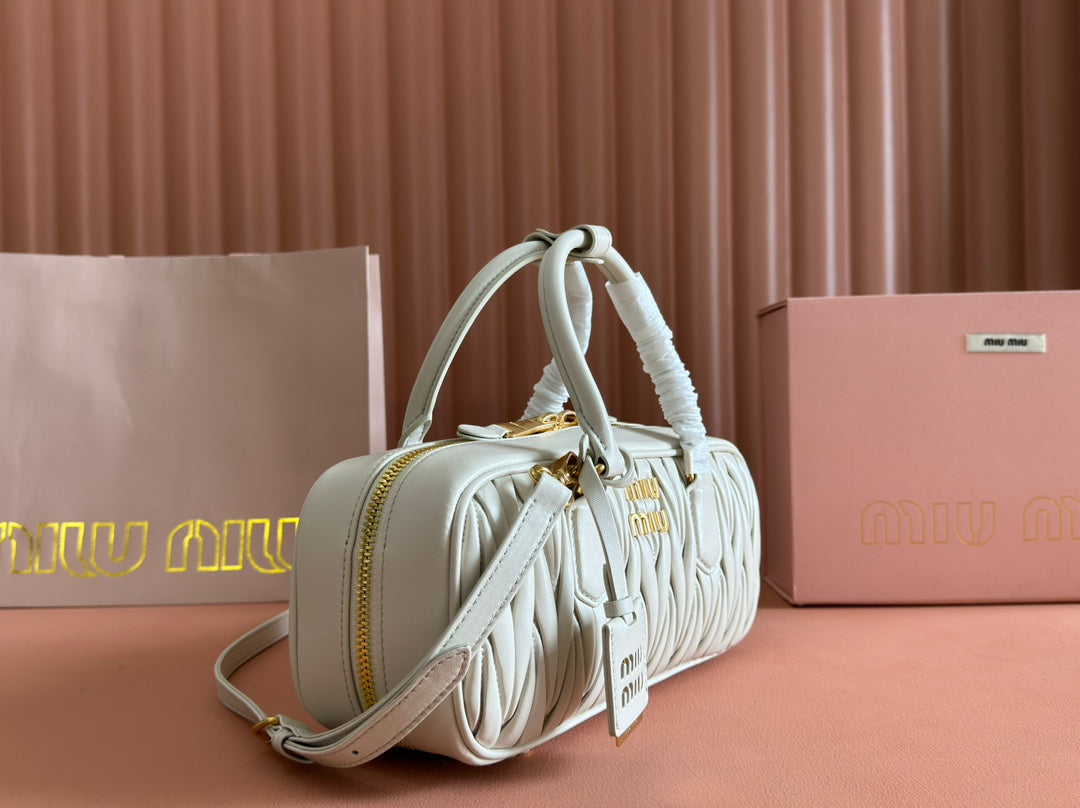 Arcadie Matelassé Bag 27 in White Calfskin Gold Hardware