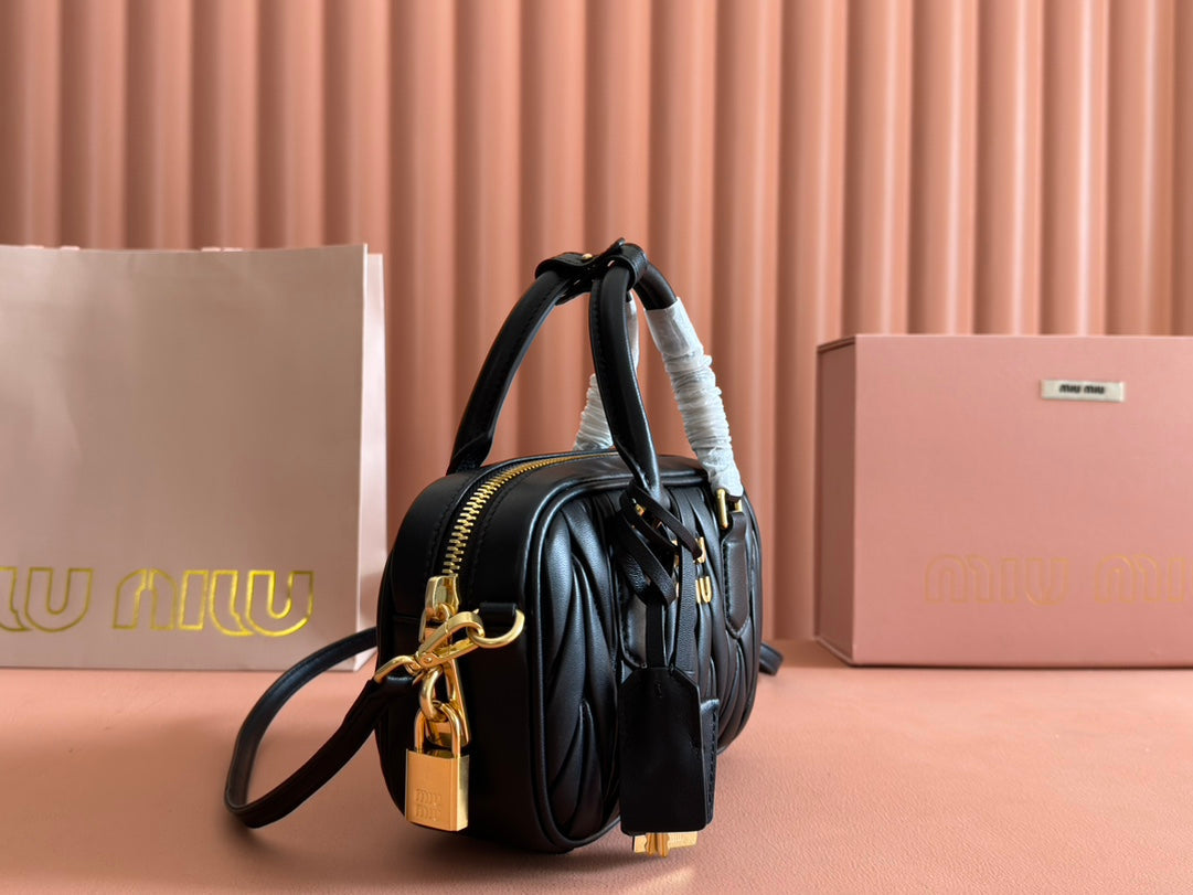 Arcadie Matelassé Bag 19 in Black Lambskin Gold Hardware