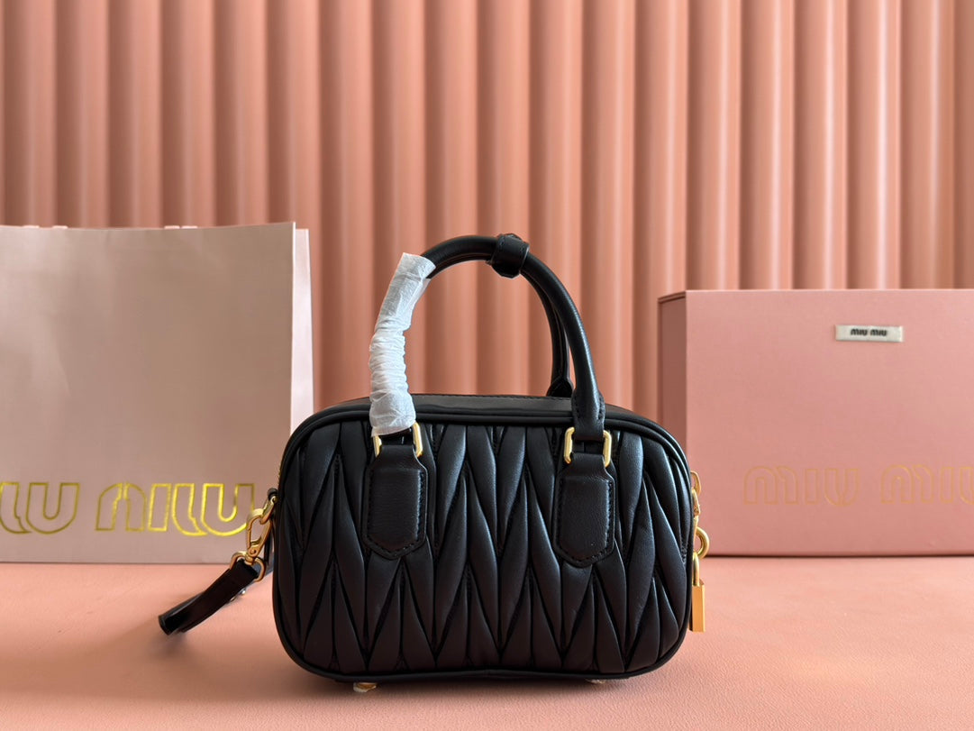 Arcadie Matelassé Bag 19 in Black Lambskin Gold Hardware