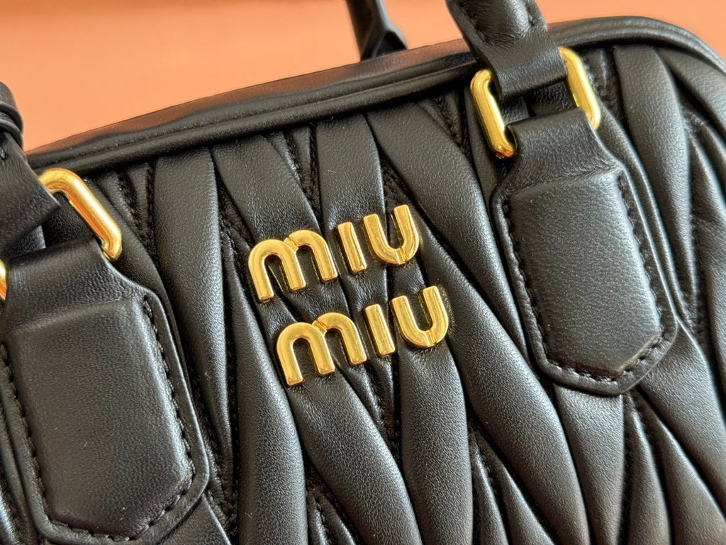 Arcadie Matelassé Bag 19 in Black Lambskin Gold Hardware
