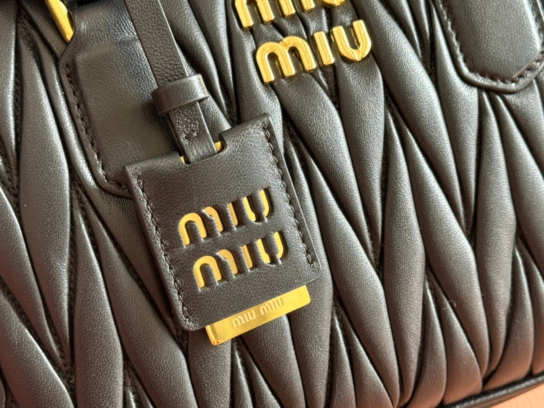 Arcadie Matelassé Bag 24 in Black Lambskin Gold Hardware