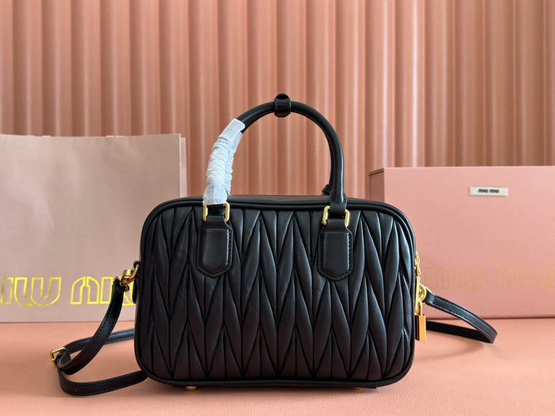Arcadie Matelassé Bag 24 in Black Lambskin Gold Hardware