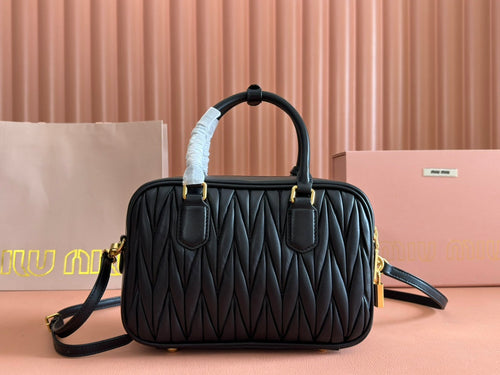 Arcadie Matelassé Bag 24 in Black Lambskin Gold Hardware