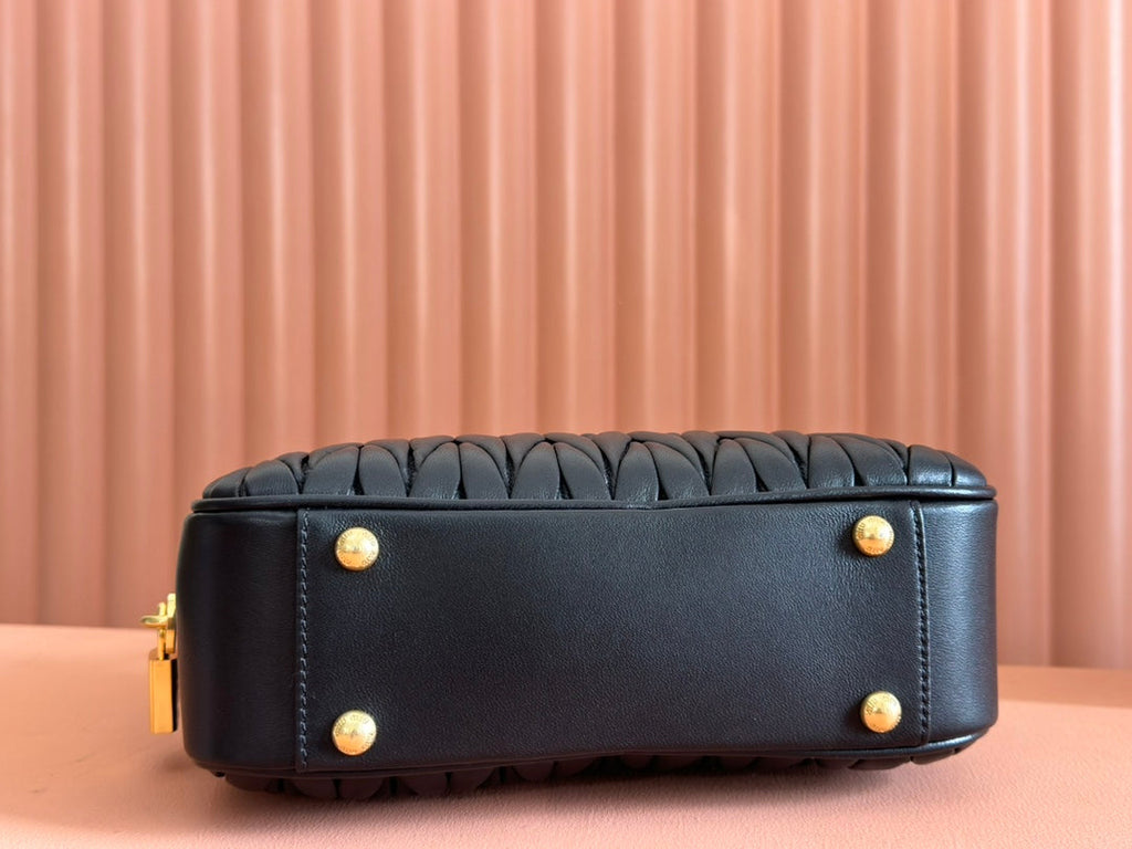 Arcadie Matelassé Bag 24 in Black Lambskin Gold Hardware