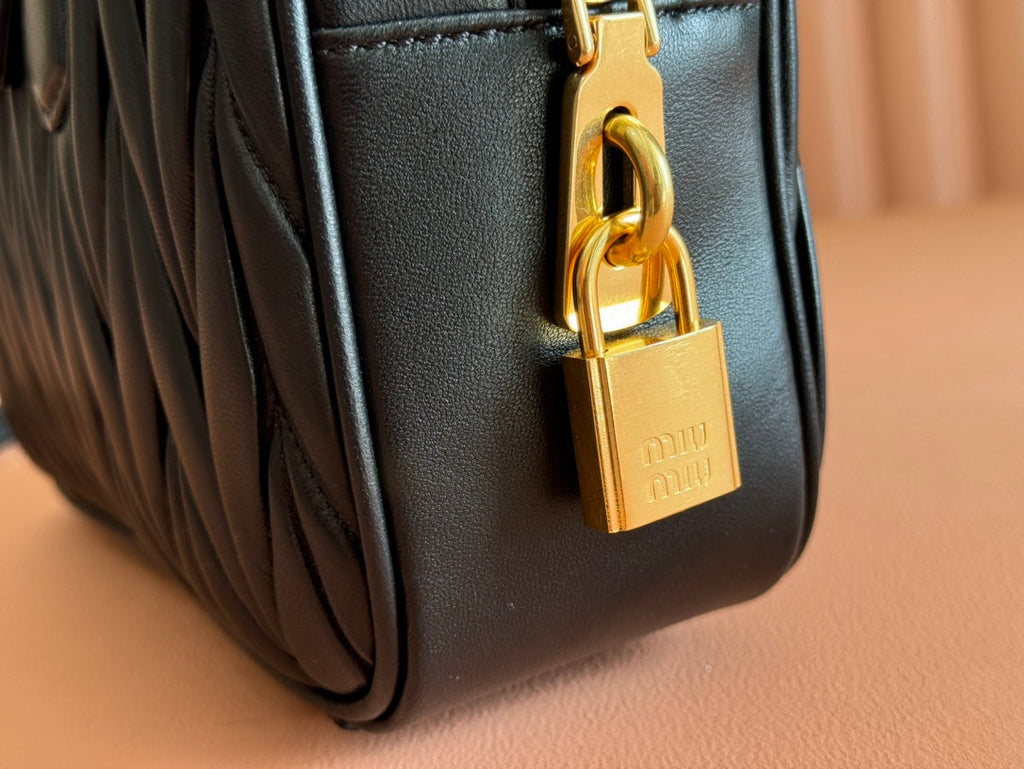 Arcadie Matelassé Bag 24 in Black Lambskin Gold Hardware