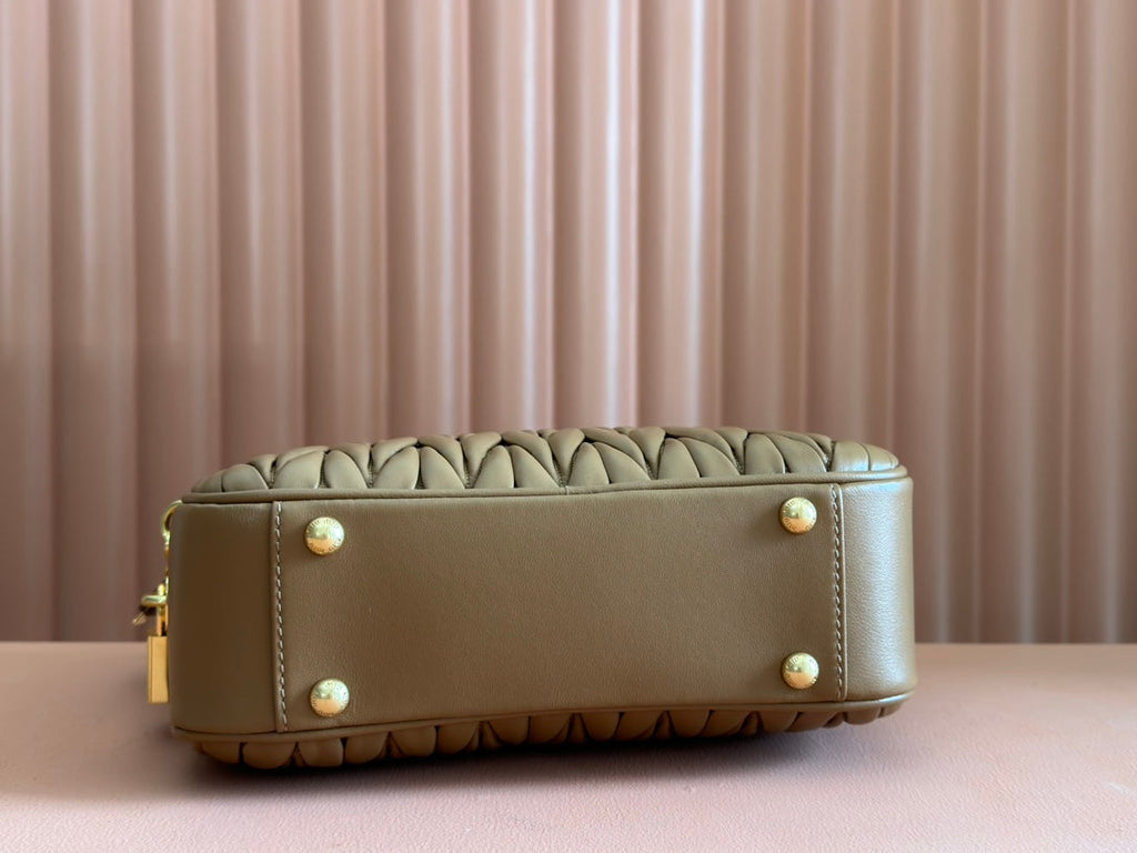 Arcadie Matelassé Bag 24 in Brown Lambskin Gold Hardware