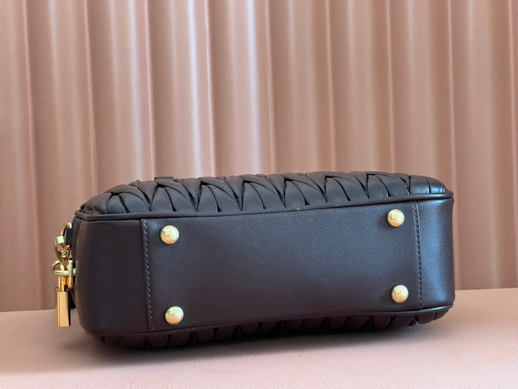 Arcadie Matelassé Bag 24 in Chestnut Brown Lambskin Gold Hardware