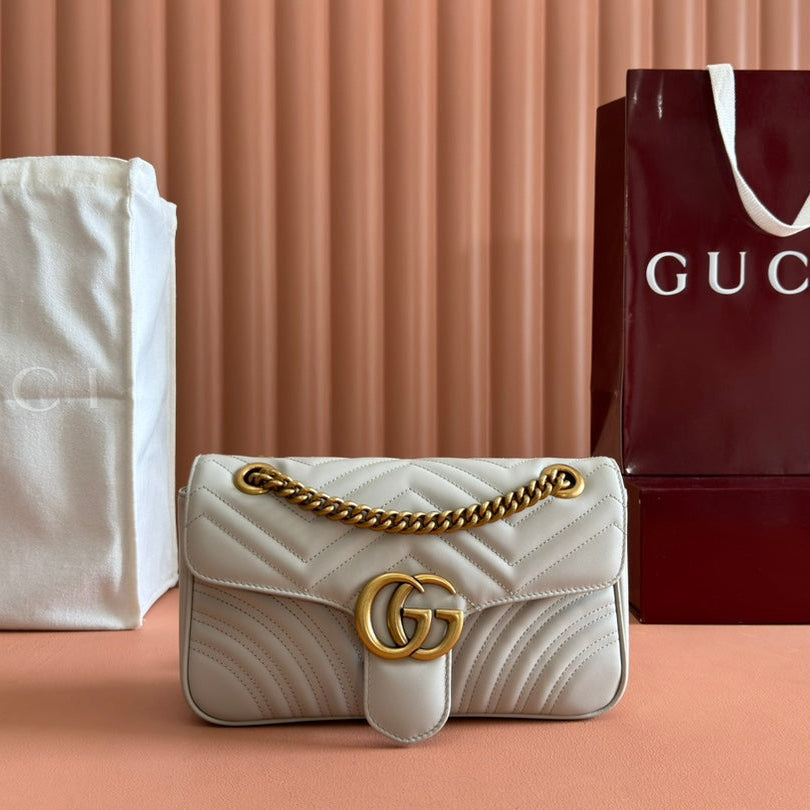 Gucci Marmont Matelassé Large 26 Bag White Calfskin