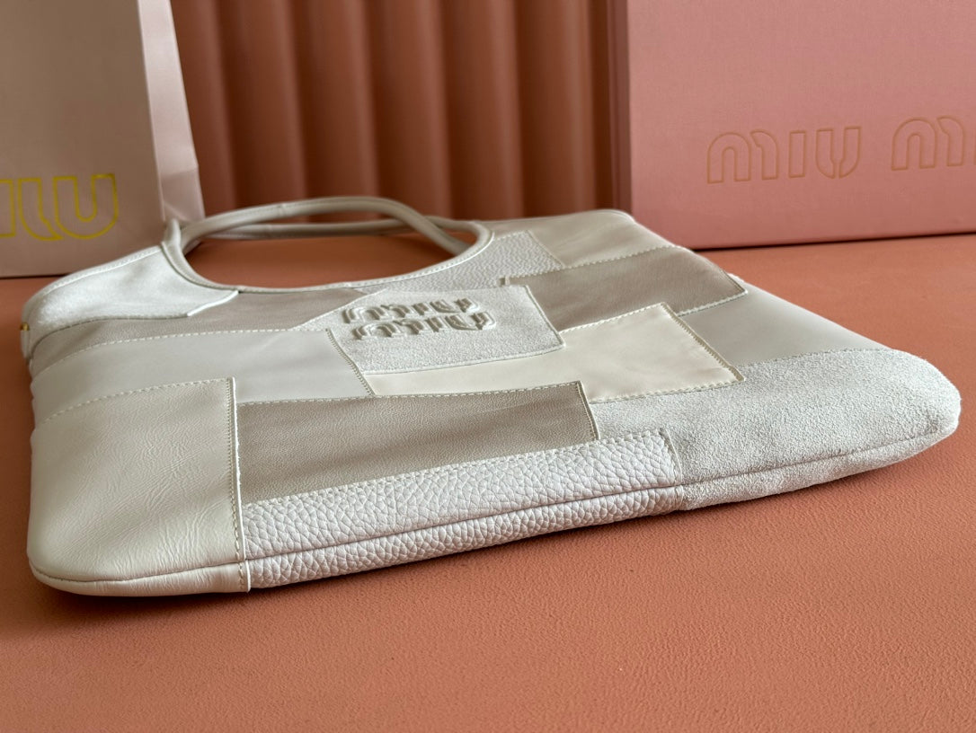 Ivy Tote Bag 60 in Chalk White Patchwork Calfskin