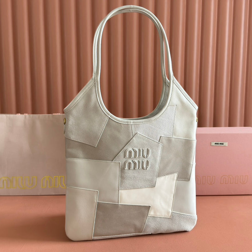 Ivy Tote Bag 60 in Chalk White Patchwork Calfskin