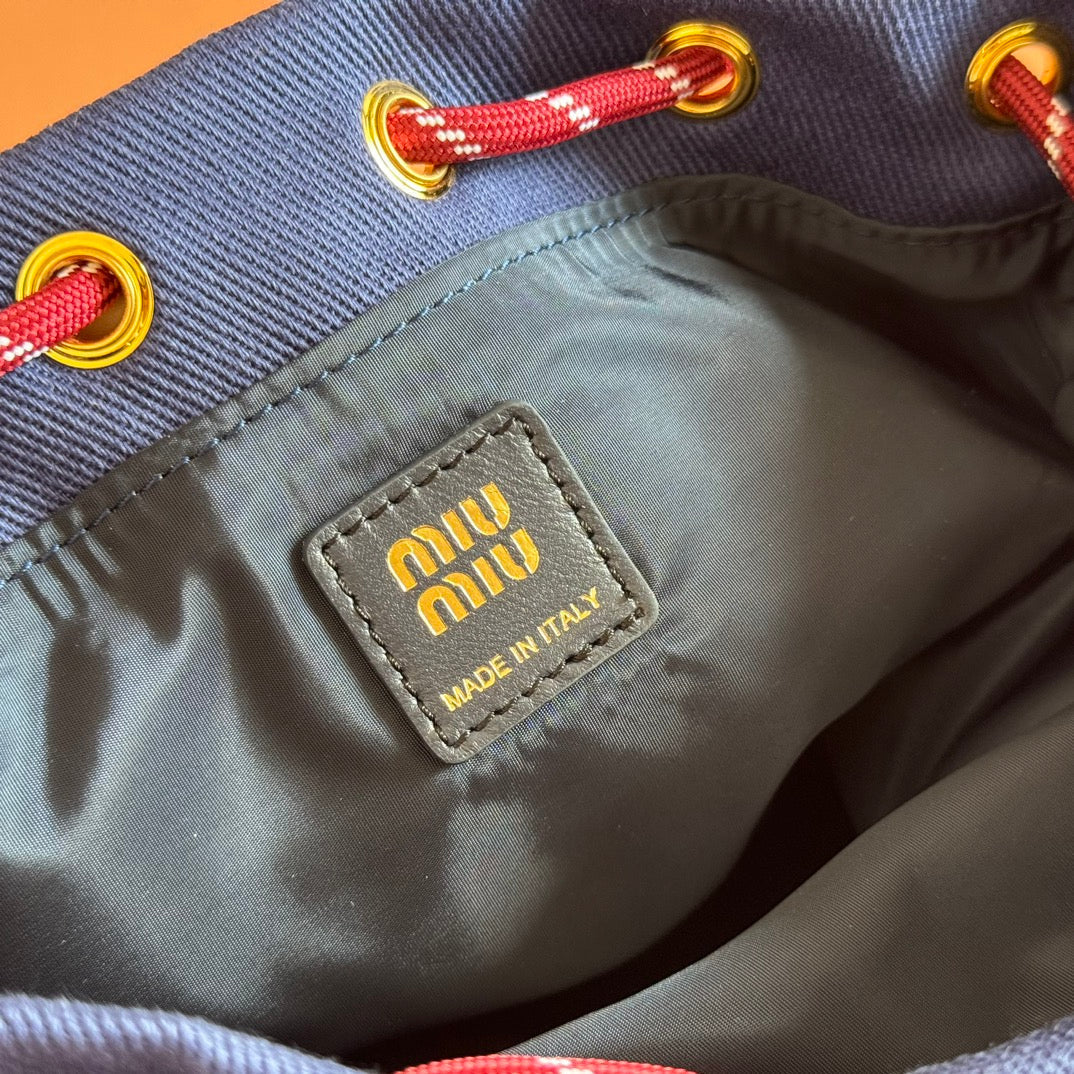 Gabadine Pouch 22.5 in Indigo Red Canvas Amaranth Drawstring