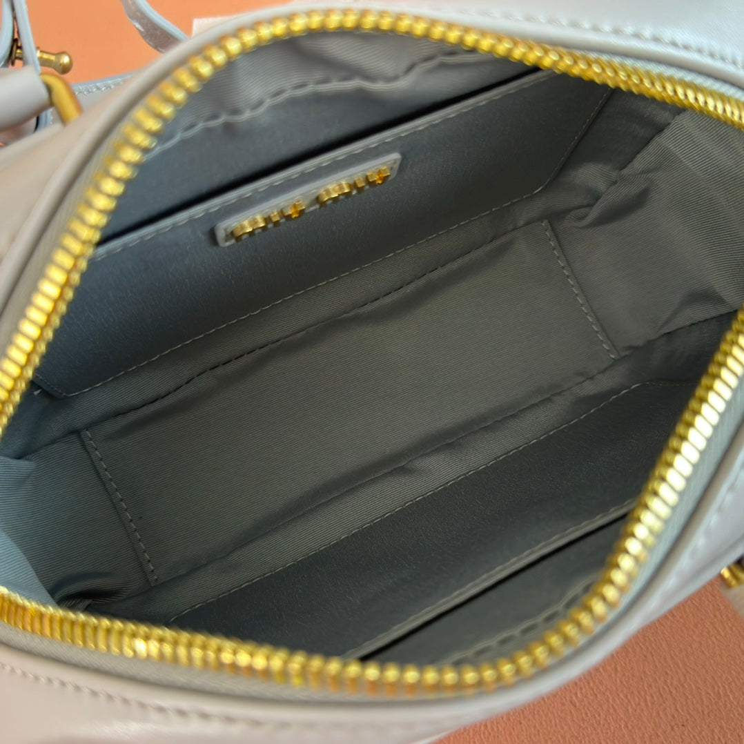 Arcadie Matelassé Nappa Small Bag 19 in Grey Lambskin Gold Hardware