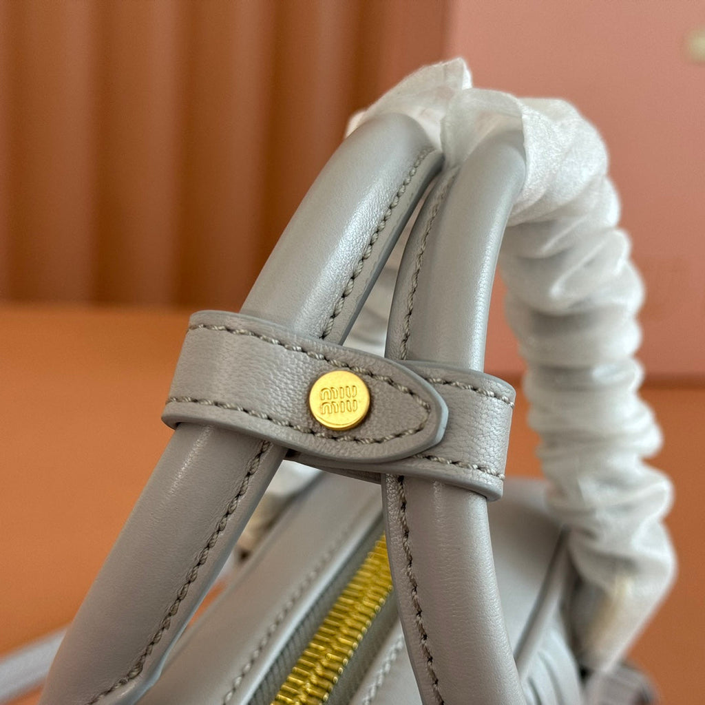 Arcadie Matelassé Nappa Small Bag 19 in Grey Lambskin Gold Hardware