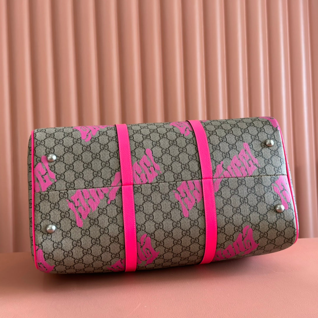 Gucci Chroma Large Duffle Bag 45 Pink in Monogram Canvas