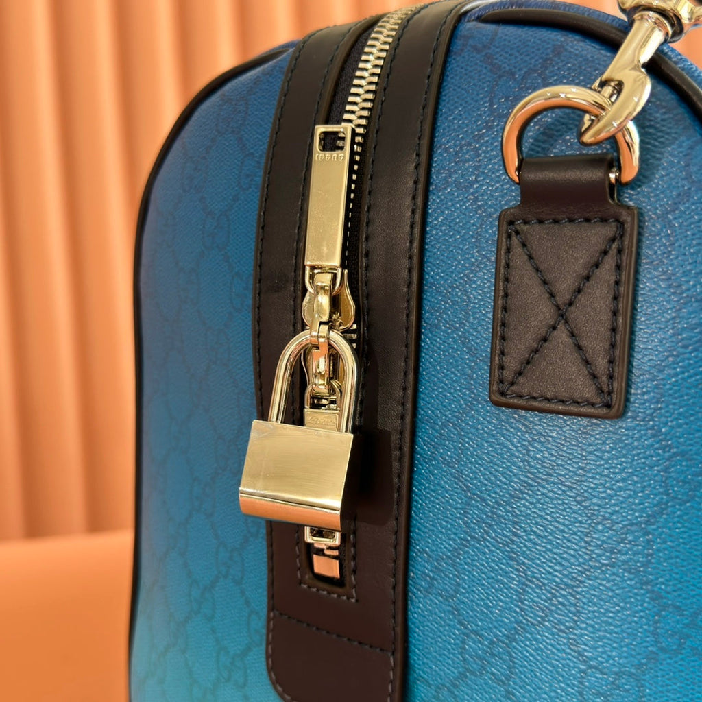 Gucci Chroma Large Duffle Bag 45 Blue in Monogram Canvas