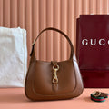 Gucci Jackie Small Shoulder Bag 27 in Tawny Brown Calfskin Gold Hardware