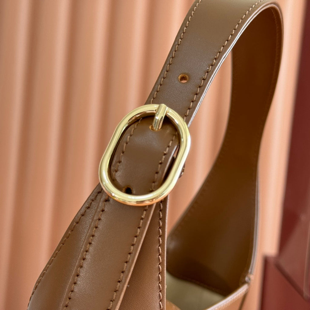 Gucci Jackie Small Shoulder Bag 27 in Tawny Brown Calfskin Gold Hardware