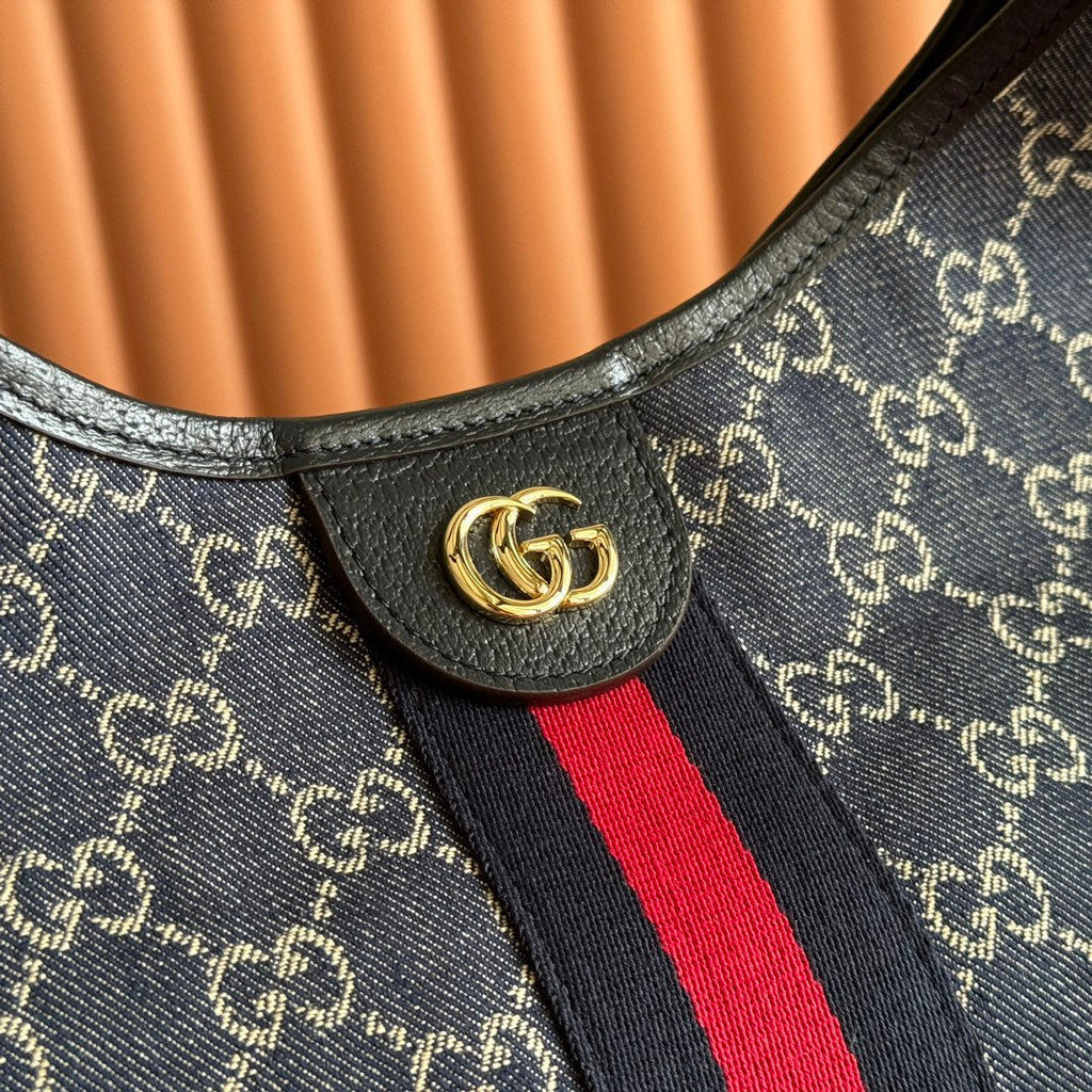 Gucci Giglio Large Tote Bag 60 in Blue and White Denim