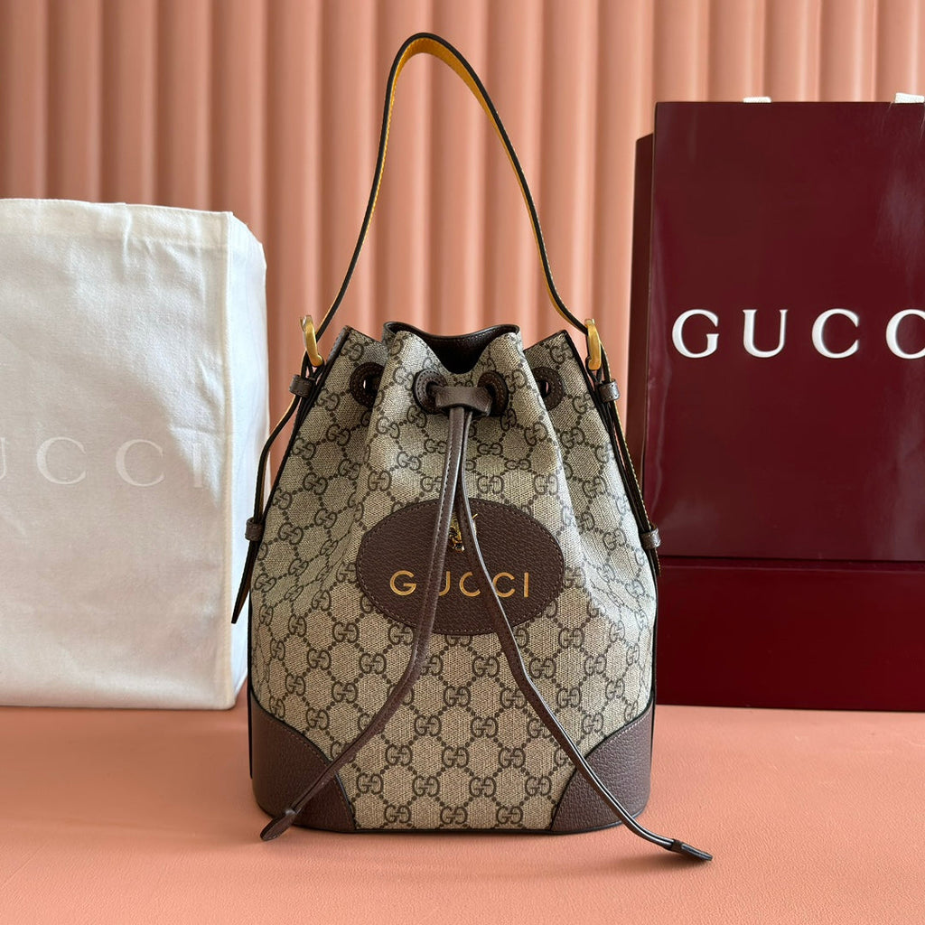 Gucci Drawstring Backpack Tiger Head 27 in Brown Canvas