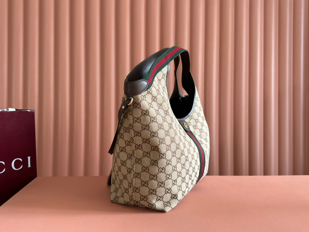 Gucci Giglio Large Tote Bag 60 in Beige and Dark Brown Canvas